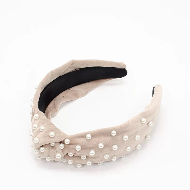 Knotted Pearl Velvet Headband