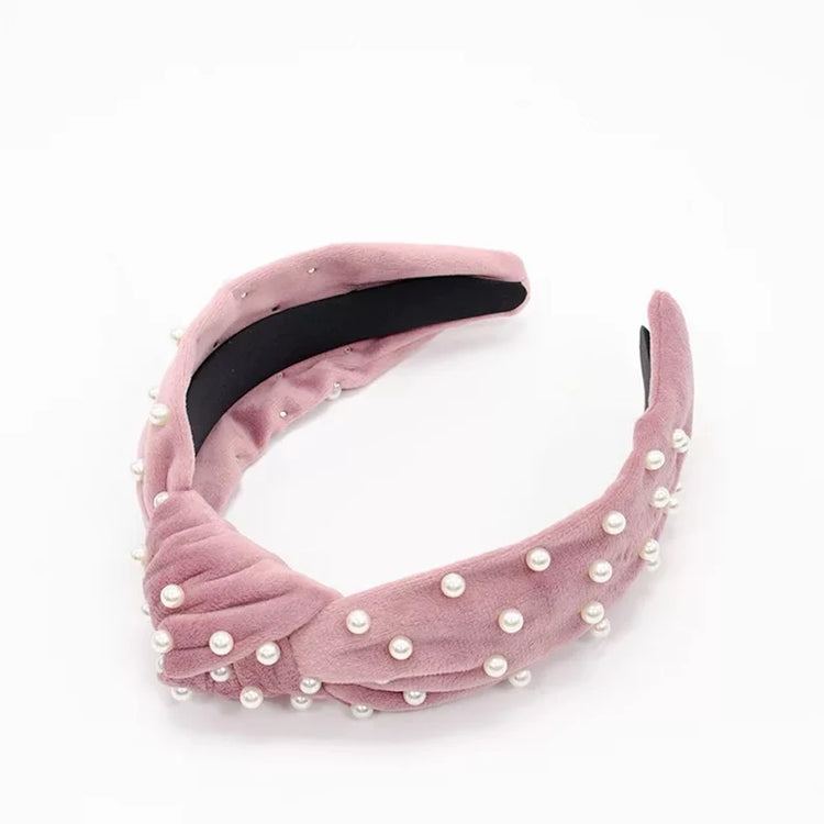 Knotted Pearl Velvet Headband