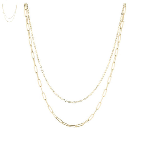 Gold 2-layer chain necklace