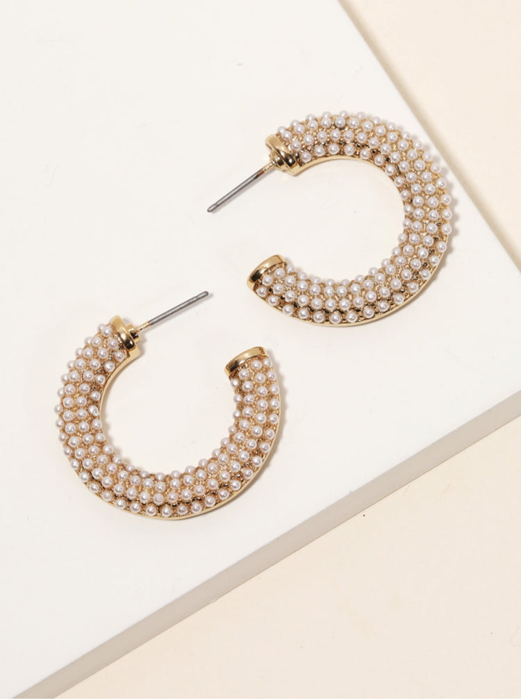 Gold & Pearl Hoop Earrings