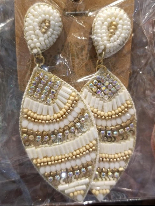 Beaded white earrings