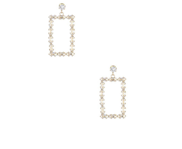 Crystal Square Drop Earrings