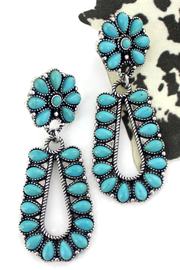 Dazzling Western Turquoise Teardrop Earrings